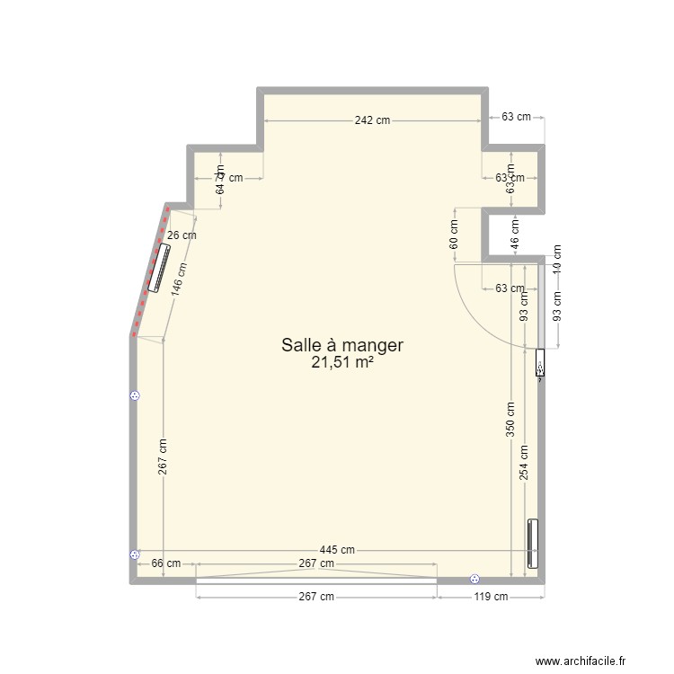 Salle à manger 401 Massy. Plan de 1 pièce et 22 m2