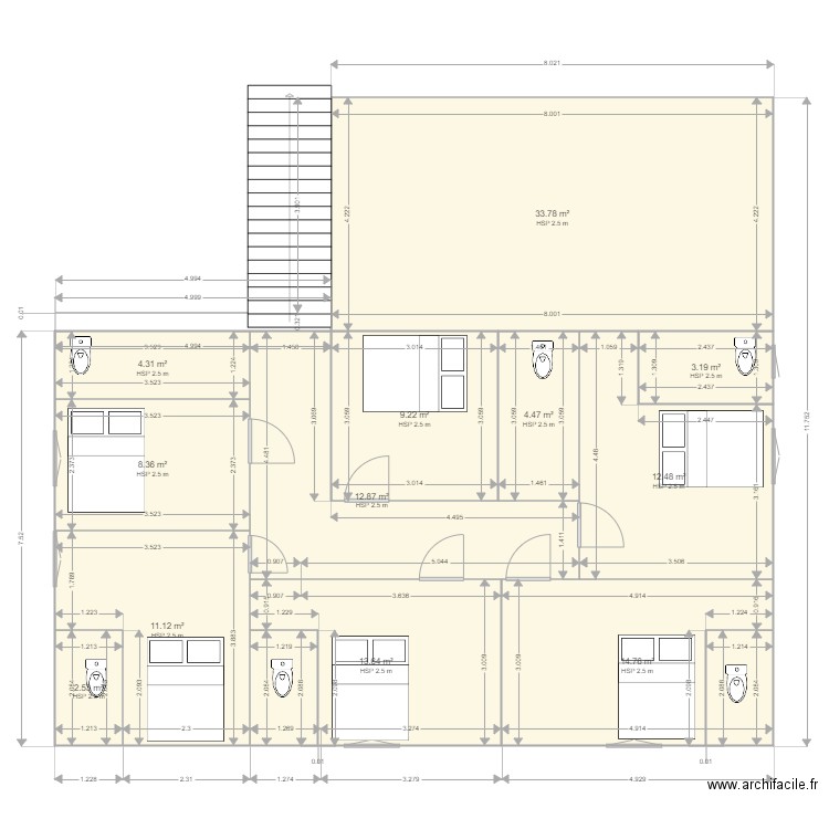 PLAN TONKAR 2. Plan de 12 pièces et 131 m2