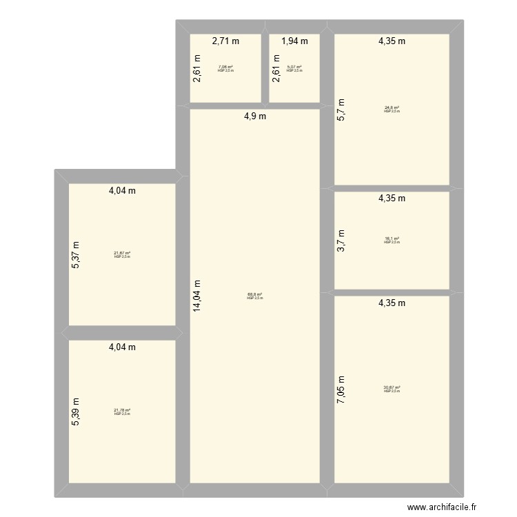 Bryhouse. Plan de 8 pièces et 196 m2