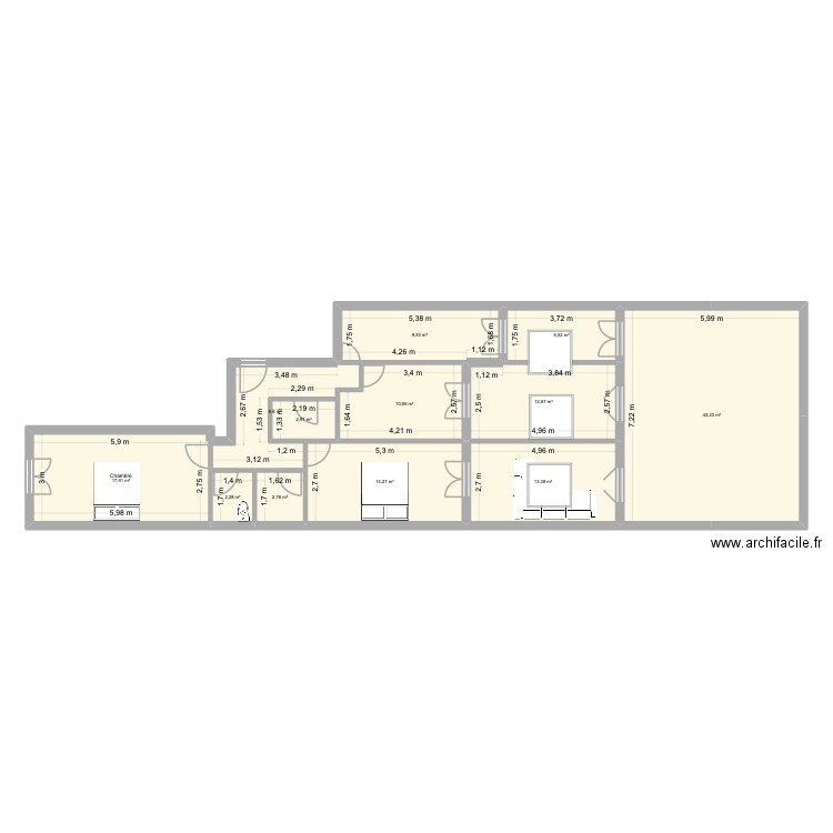 Appartement. Plan de 12 pièces et 144 m2