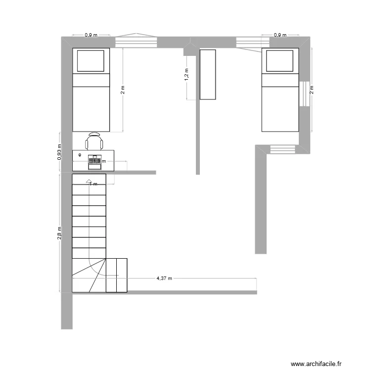 &eacute;tage_enfant. Plan de 2  et 18 m²