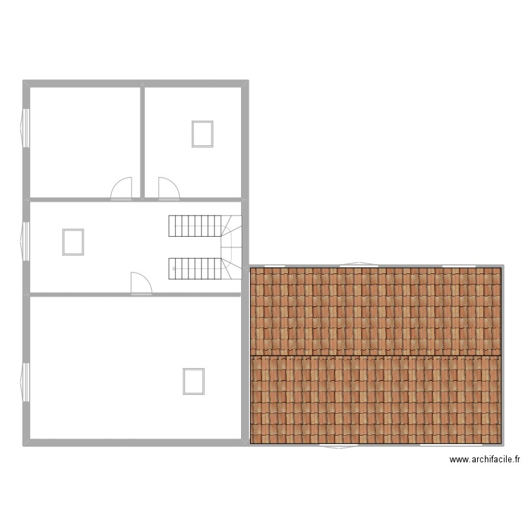 terrien r+2. Plan de 6 pièces et 168 m2