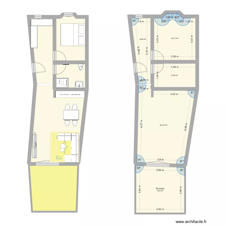 RDC T2 - Lou. Plan de 10  et 123 m²