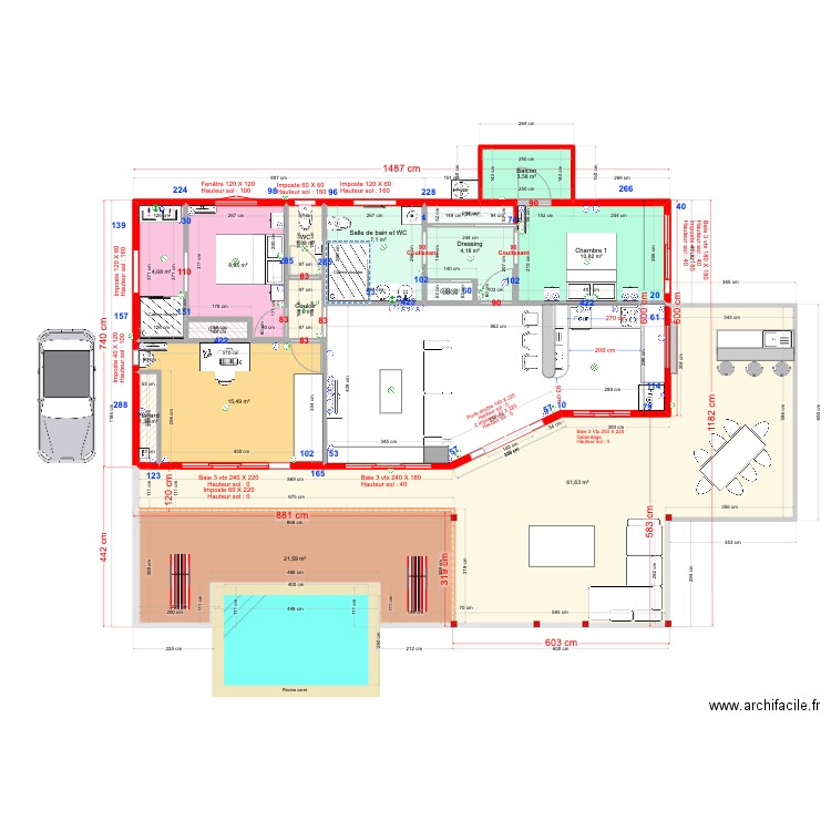 Villa Cocotte Ducos Moonette. Plan de 25 pièces et 248 m2