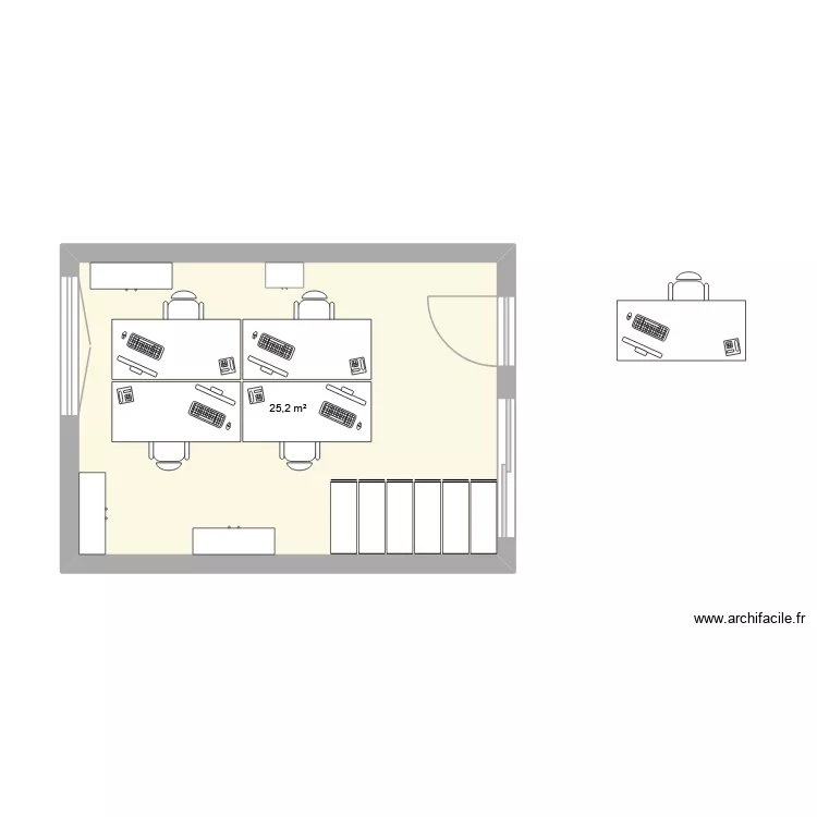 Bureau RH. Plan de 1  et 25 m²