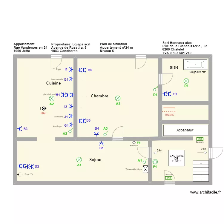 Plan de situation appartement 24m Niveau 5. Plan de 
