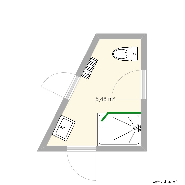 GODREAU - Salle d'eau . Plan de 1 pièce et 5 m2