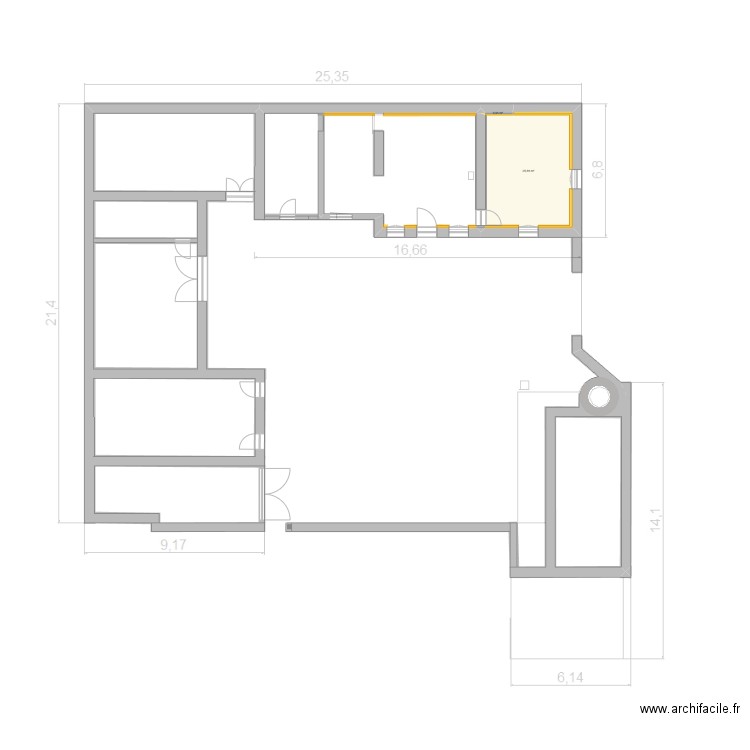 Maison. Plan de 2 pièces et 26 m2
