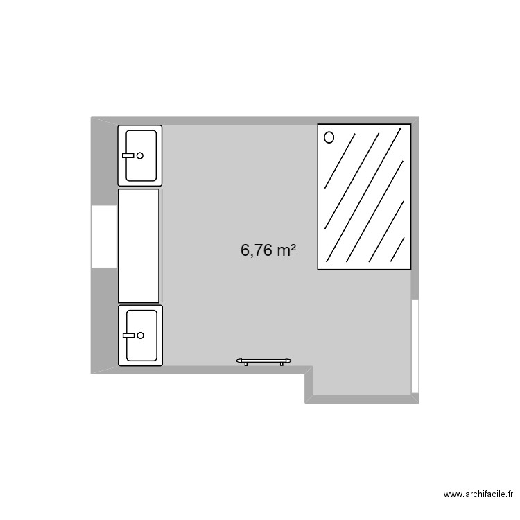 SDB SIMON. Plan de 1 pièce et 7 m2