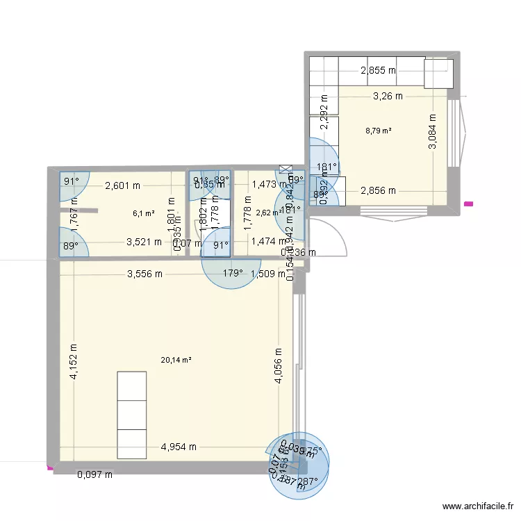 dumaine metres reel. Plan de 4  et 38 m²