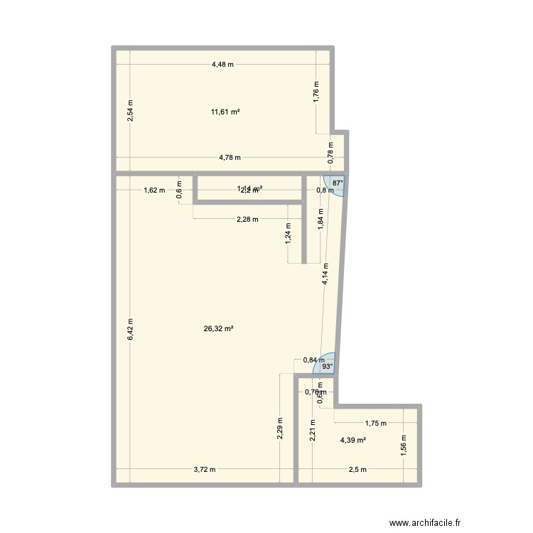 VALENZA. Plan de 4 pièces et 43 m2