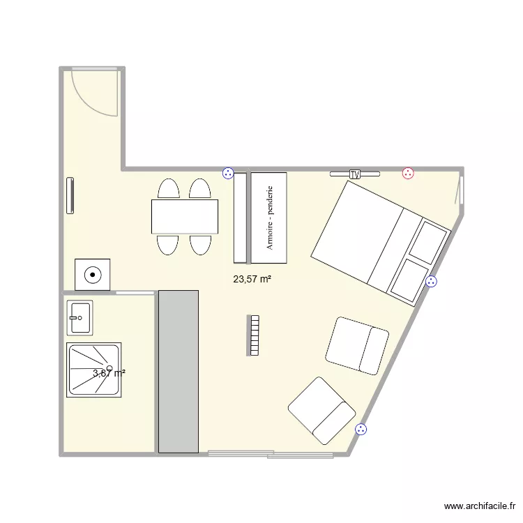 Les Carroz2. Plan de 2 pièces et 27 m²