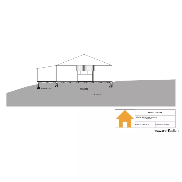 PLAN DE COUPE DU TERRAIN ET MAISON. Plan de PLAN DE COUPE DU TERRAIN ET MAISON. Plan de