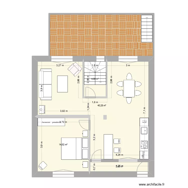 1er &eacute;tage Projet 2. Plan de 4  et 62 m²
