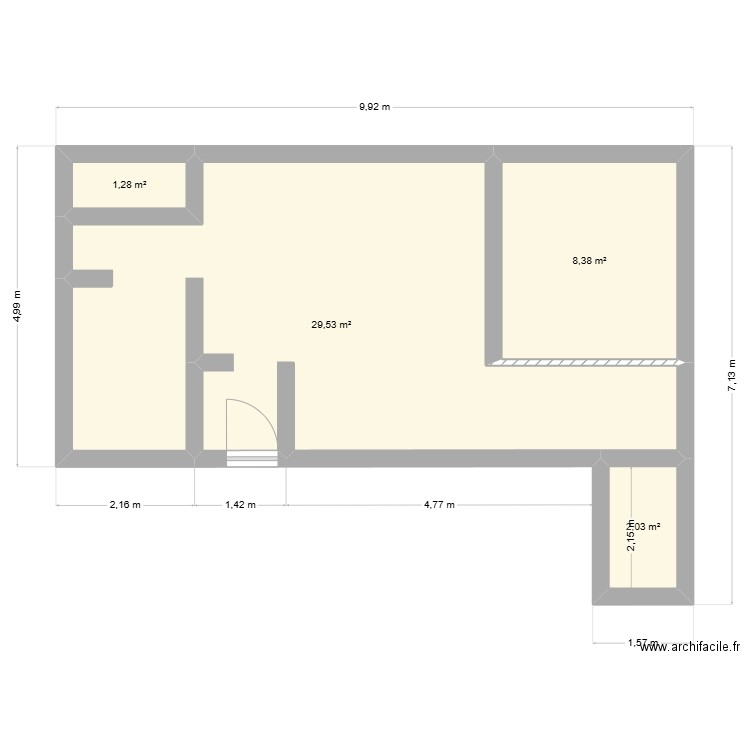 victor chevreuil vide. Plan de 4 pièces et 41 m2
