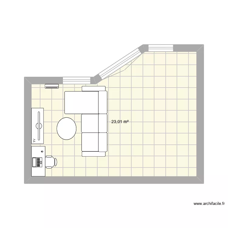 salon. Plan de 1  et 23 m²
