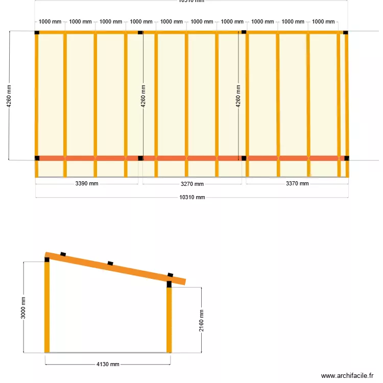 geffa v&eacute;randa id&eacute;. Plan de 22  et 43 m²