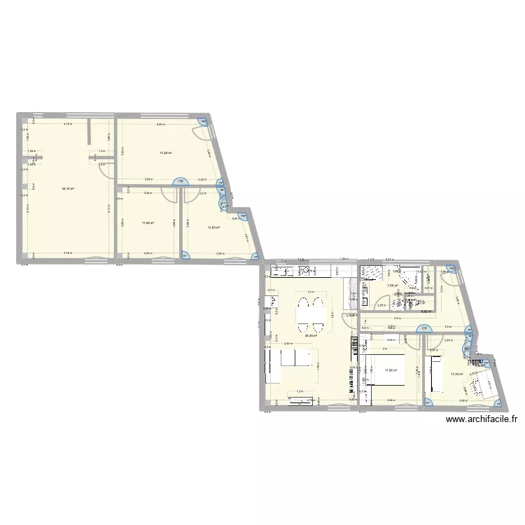 Appart Tullins r&eacute;el. Plan de 10  et 151 m²