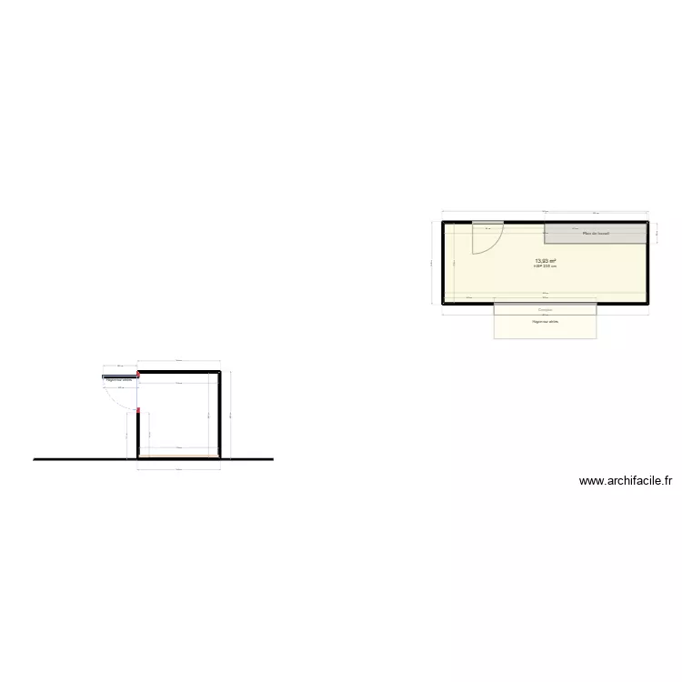 Friterie 14m&sup2;. Plan de 