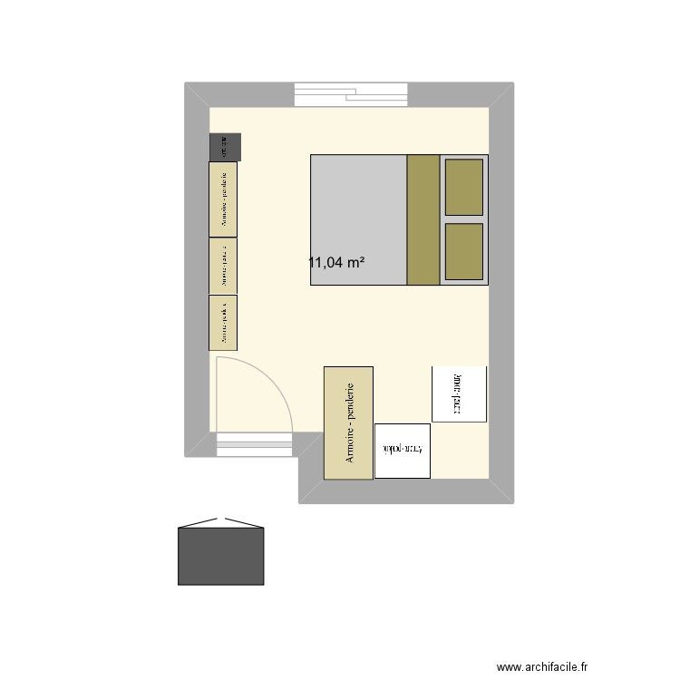 Ma chambre 2. Plan de 1 pièce et 11 m2
