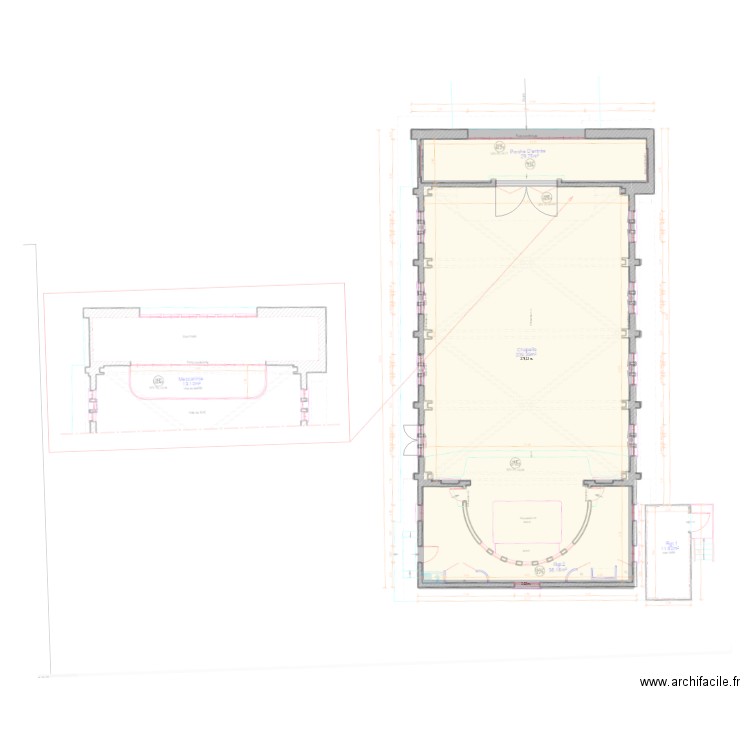 Chapelle. Plan de 2 pièces et 279 m2