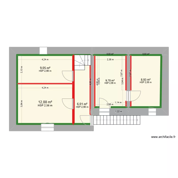 R+1. Plan de 8  et 71 m²