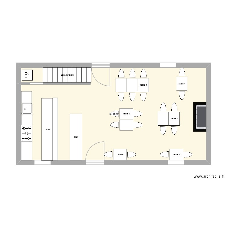rdc lizen 2. Plan de 1 pièce et 50 m2