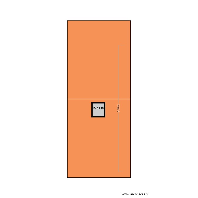 etage h. Plan de 1 pièce et 16 m2