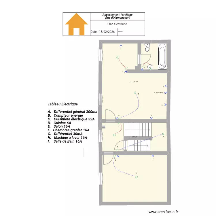 Alex &eacute;lectricit&eacute; 1er. Plan de 3  et 63 m²