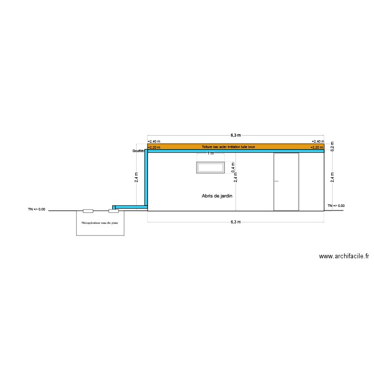 DPC 4 - abris de jardin / Plan de façades vue sud-. Plan de 0 pièce et 0 m2
