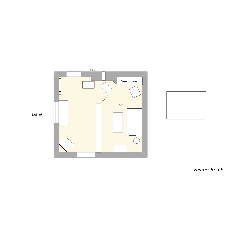 salon oriental 2. Plan de 1 pièce et 16 m2