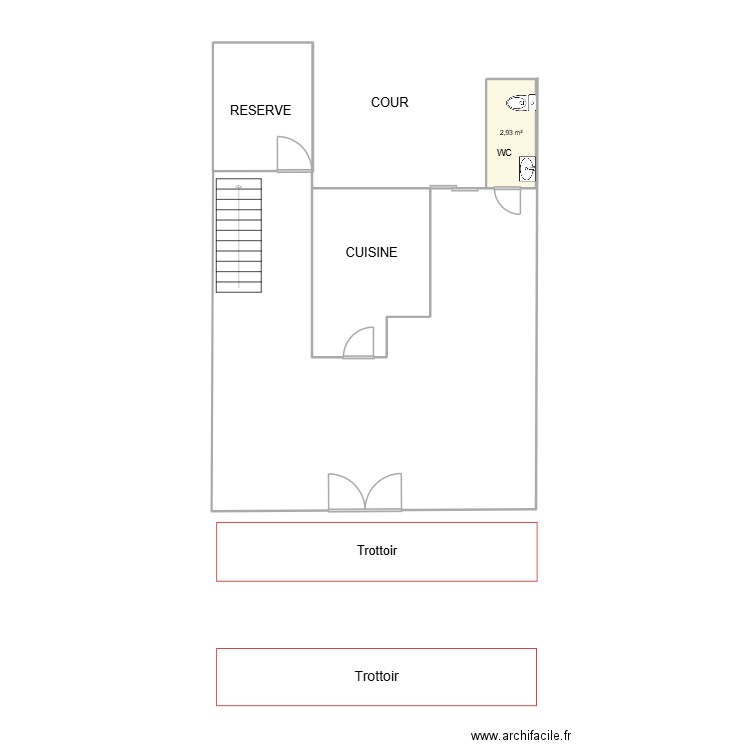 Salon de thé Nelly - Abbeville - Avant travaux. Plan de 1 pièce et 3 m2