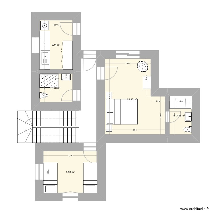 DOUZ Villa 1er. Plan de 5 pièces et 38 m2