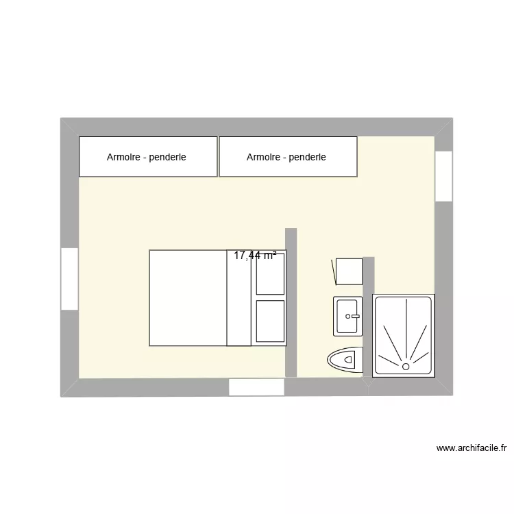 NOUVELLE CHAMBRE. Plan de 1 et 17 m² NOUVELLE CHAMBRE. Plan de 1 et 17 m²