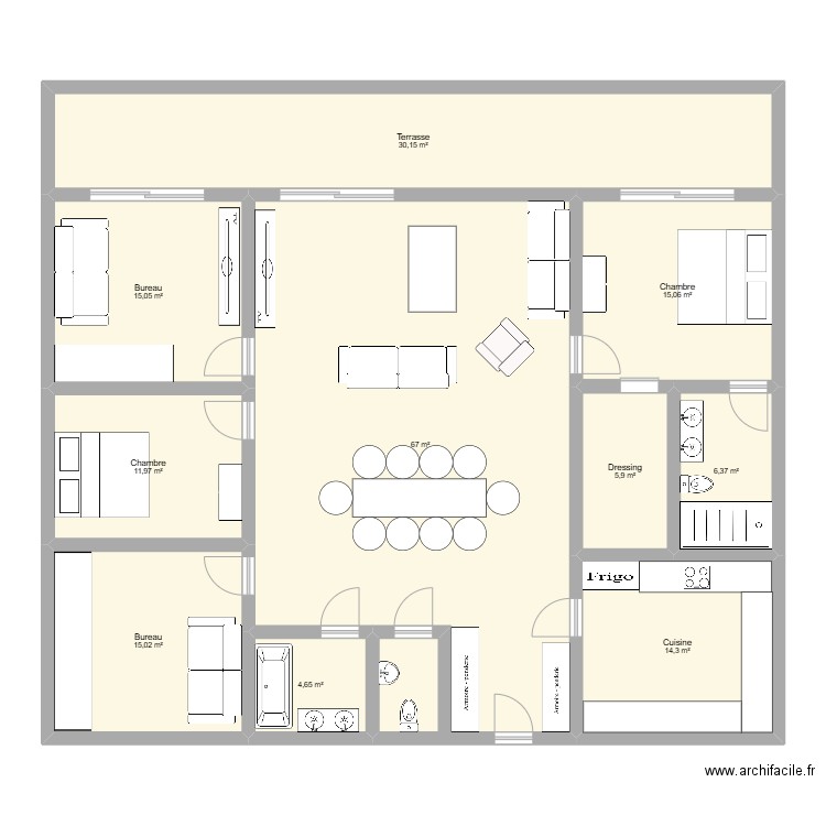 Appartement de rêve 2. Plan de 10 pièces et 185 m2