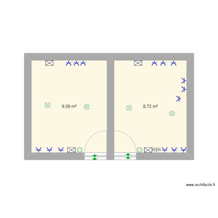 Plano planta caseta con Archifacile. Plan de 2 pièces et 18 m2