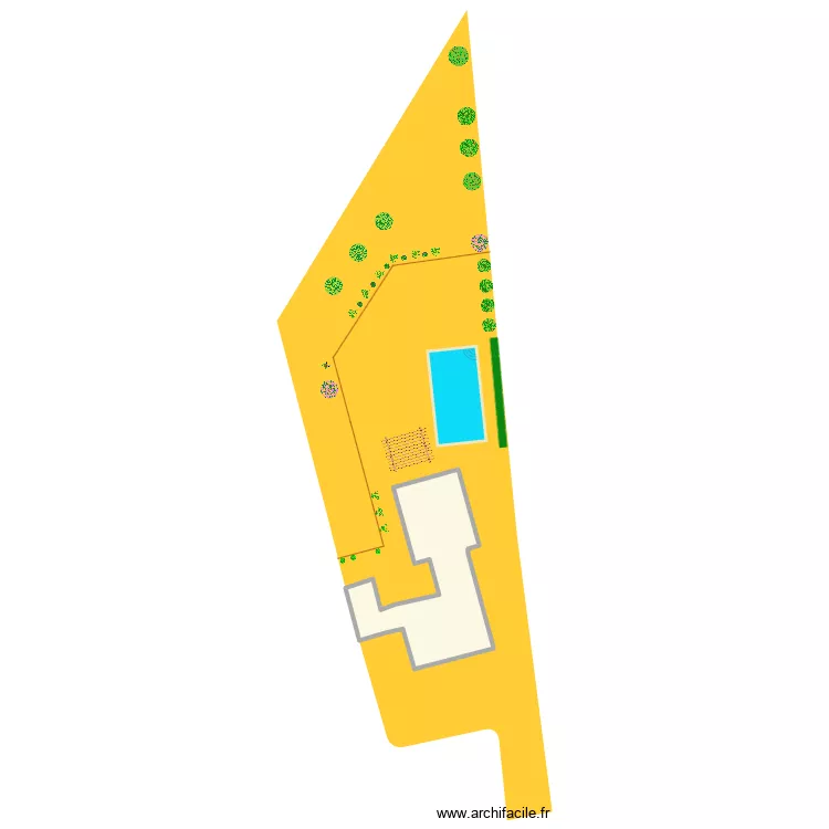 jardin. Plan de 1  et 158 m²