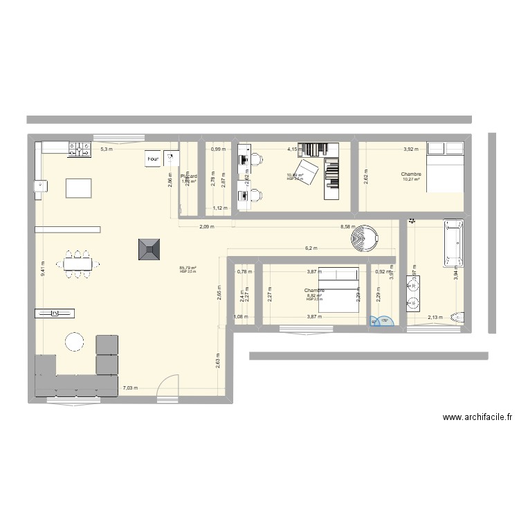 maison. Plan de 5 pièces et 118 m2