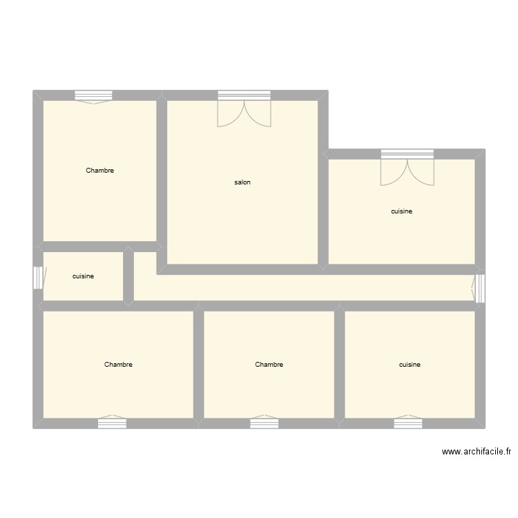 Bizot lecomte étage état initial. Plan de 8 pièces et 80 m2