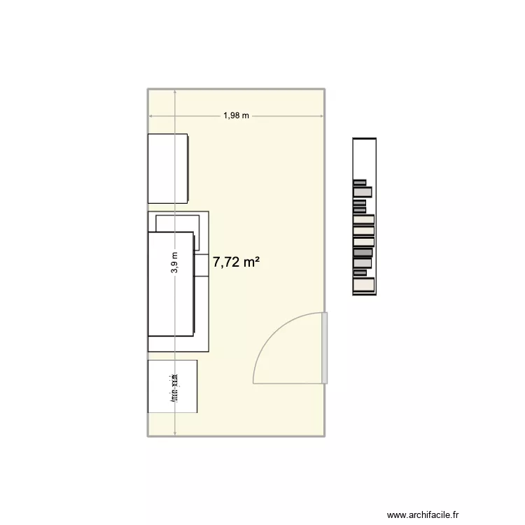Chambre Romane. Plan de 1  et 8 m²