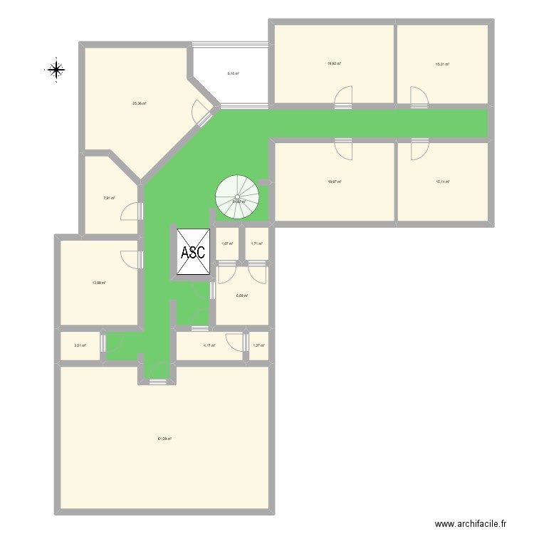 plan échelle. Plan de 16 pièces et 260 m2