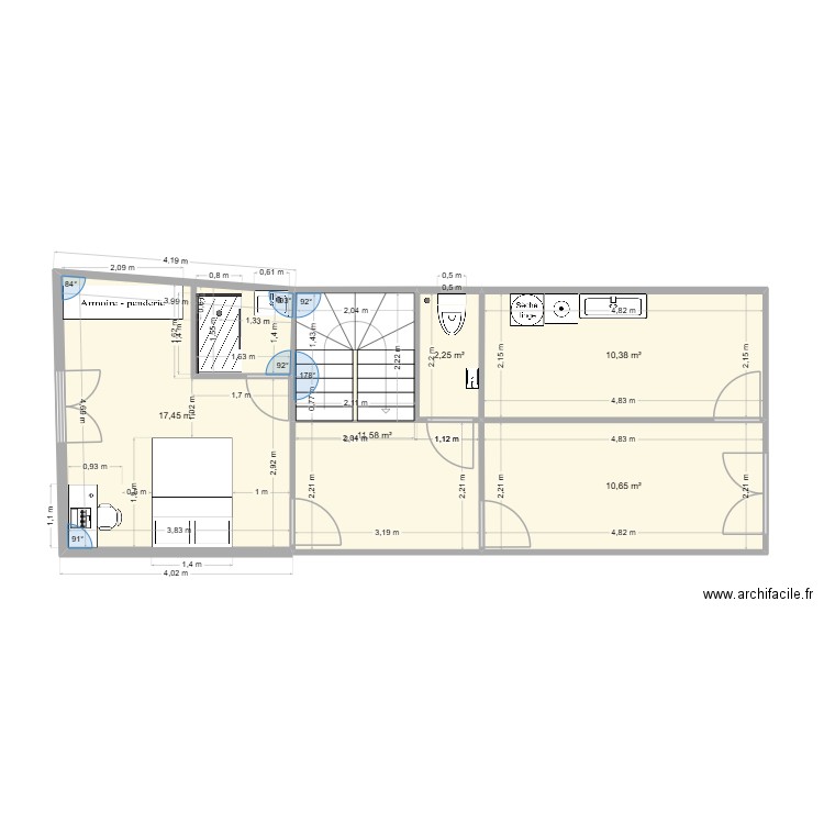 ENATA OUEST SS. Plan de 5 pièces et 52 m2