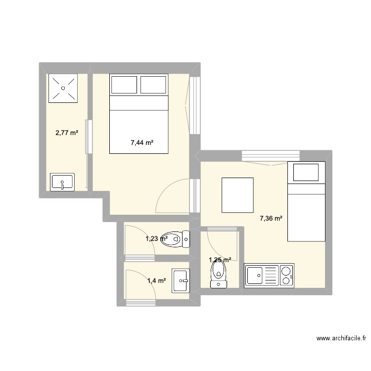 hortensias 2. Plan de 6 pièces et 21 m2
