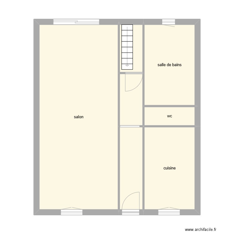 rincel tse état initial RDC. Plan de 7 pièces et 59 m2
