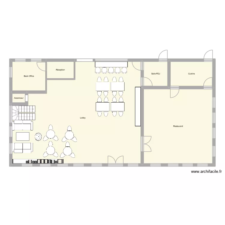 rez de chauss&eacute;e. Plan de 7  et 164 m²