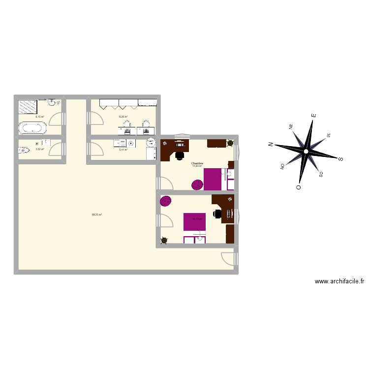 Maison Techno caca. Plan de 7 pièces et 123 m2