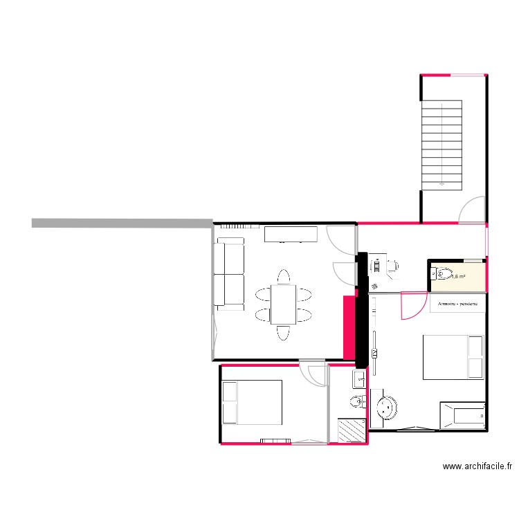 chaufferie. Plan de 1 pièce et 2 m2