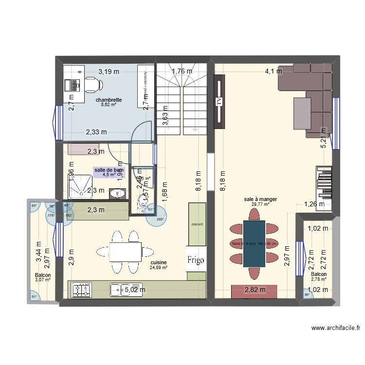 modif rez de chausse2. Plan de 7 pièces et 76 m2