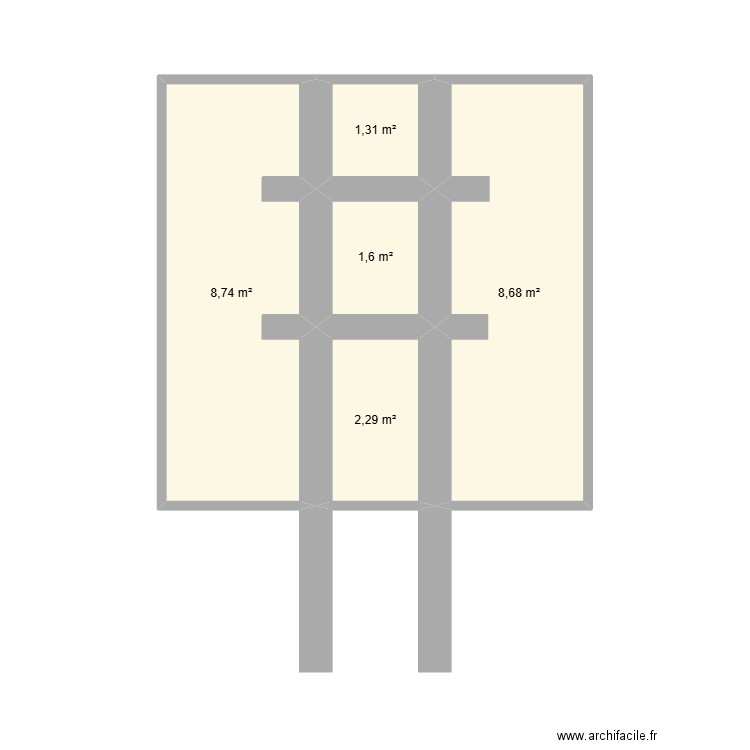 transfo P0. Plan de 5 pièces et 23 m2