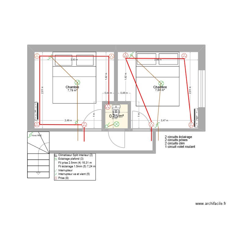 Le Brusc Etage. Plan de 3 pièces et 16 m2